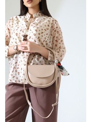 TheMoiss Küçük Boy Oval Fularlı Yüksek Kalite Kadın El Kol Omuz Çantası,çapraz Askılı Kadın Çanta