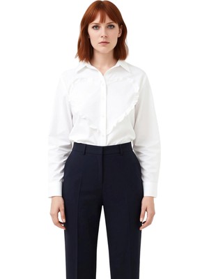 Ersefa Büyük Beden Kadın Fırfırlı Kalp Gömlek Fonksiyonel Dayanıklı Kaliteli Konforlu Estetik Şık