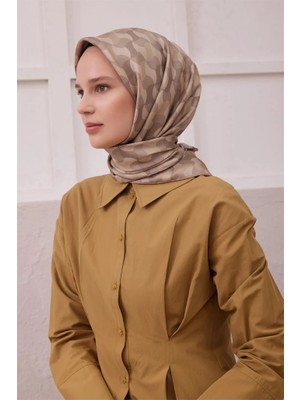 Belli Geometrik Desen Ipek Twill Eşarp 4211D01 05