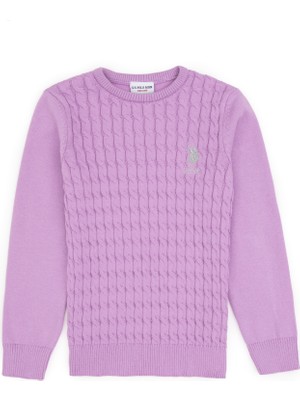 U.S. Polo Assn. Kız Çocuk Lila Bisiklet Yaka Basic Kazak 50313060-VR034