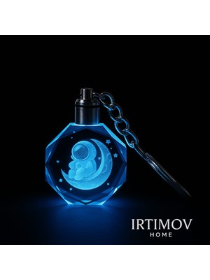 İrtimov Home Astronot Tasarımlı Renk Değiştiren LED Işıklı Kristal Anahtarlık | Işıltılı Hediye Anahtarlık