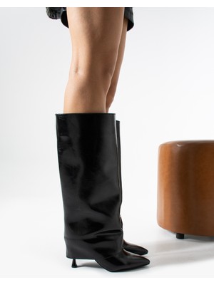 Duxal Shoes Dora Kadın Deri Sivri Burun Topuklu Çizme