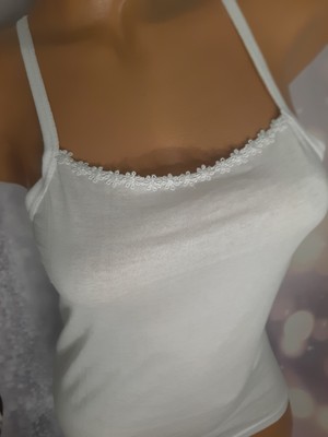 Shine Elagance Beyaz Yakası beyaz Papatyalı %100 Pamuk Cotton Kız Çocuk Rahat Kullanışlı Atlet