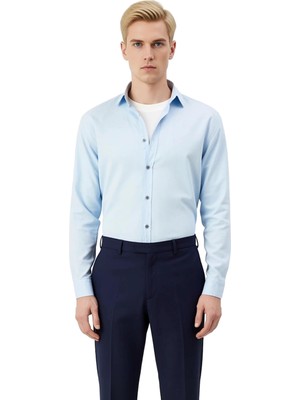 Ersefa Erkek Gardırobunun Zamansız Parçası Dokulu Yüzeyli Regular Kesim Uzun Kollu Gömlek Estetik