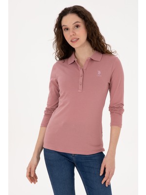 U.S. Polo Assn. Kadın Gül Kurusu Basic Polo Yaka Sweatshirt 50317627-VR221