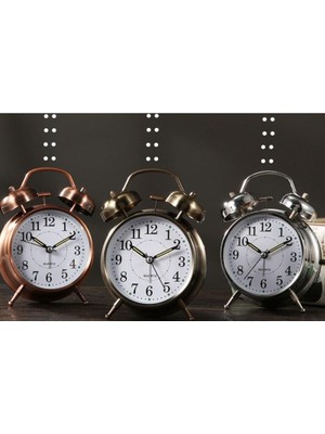 Metal Masaüstü Işıklı Çalar Saat Büyük Boy