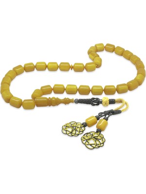 Tesbihane 1000 Ayar Gümüş Özel Kazaz Püsküllü Sistemli Kapsül Kesim Sarı Beyaz Katalin Tesbih