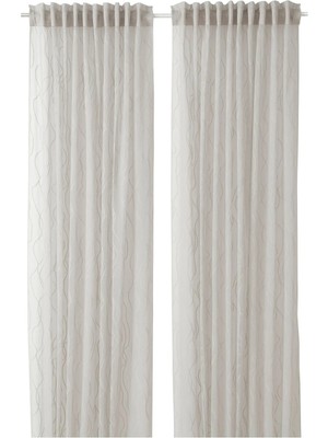 IKEA Glesgroe Tül Perde/2 Kanat Gri 145 x 300 cm Şeffaf Kumaş Polyester