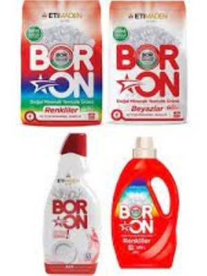Eti Maden Boron Toz Renkliler Toz Beyazlar Sıvı Bulaşık Deterjanı Sıvı Renkliler 4 Lü Paket.