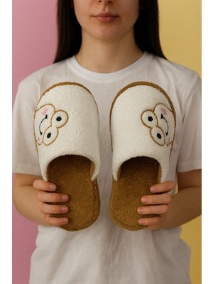 ModaFrato Frog Kurbağalı Kapalı Kadın Ev Terliği Günlük Rahat Kışlık Terlik