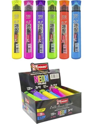 Mikro M-120N 24LÜ Neon Colors 60MM 07MM Kalem Ucu Seti Çok Renkli Standart Ölçüler