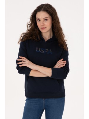 U.S. Polo Assn. Kadın Lacivert Kapüşonlu Basic Sweatshirt 50307711-VR033