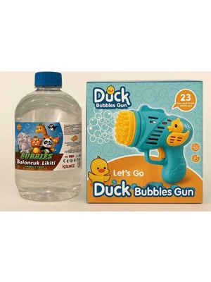 Duck Çok Delikli Pilli Köpük Atan Baloncuk Çıkaran Tabanca 23 Dilekli+ 500 ml Köpük Likidi