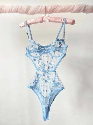 Bradien Balenli Kapsız Dantelli Bodysuit