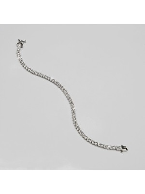 Silvalli 920 - 4 mm Su Yolu Dikdörtgen Gümüş Bileklik