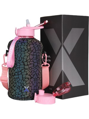 Roxform Suluk Matara 2200 Ml, Premium Pp Malzeme, Sağlıklı Bpa & Bps Içermez, Kılıflı, Çift Kapaklı, Koku Yapmaz, Sızdırmaz ve Dayanıklı, Leopar Kılıf, Pembe