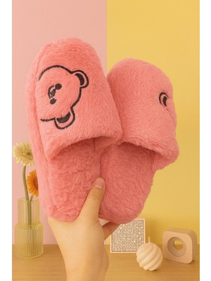 ModaFrato Momo Ayıcık Kadın Ev Terliği Günlük Rahat Kışlık Terlik