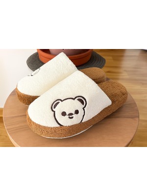 ModaFrato MOMO Ayıcık Kadın Ev Terliği Günlük Rahat Kışlık Terlik