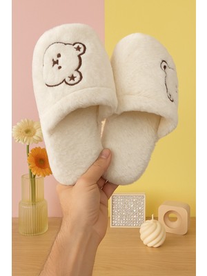 ModaFrato MOMO Ayıcık Kadın Ev Terliği Günlük Rahat Kışlık Terlik