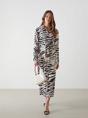 Lc Waikiki Yeni Sezon Zebra Desenli Kadın Gömlek Elbise