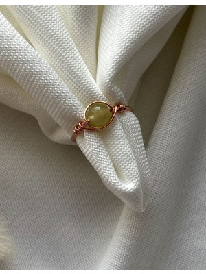 Pel Design Yeşil Oniks Taşı Ayarlanabilir Bakır Renk Tel Yüzük