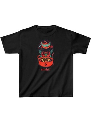 Rawea Fashion Unisex Çocuk Baskılı T-Shirt - Siyah