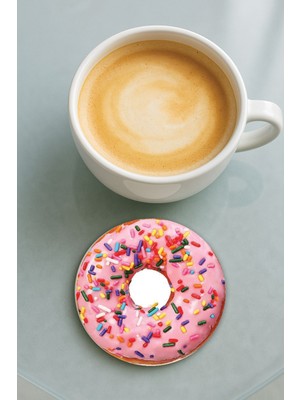 Nurdic Yuvarlak Pleksi Bardak Altlığı Baskı Desenli Tekli Aroma Donut