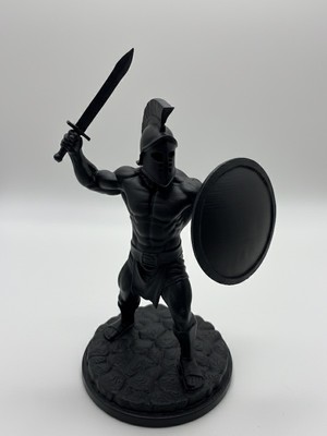 Generic Siyah Gladyatör Figürü 3D Baskı Koleksiyon Heykeli - Antik Roma Savaşçısı Temalı Dekoratif Biblo (10,2 x 9,7 x 18 Cm) - Pla Malzeme, El Yapımı Detaylı Üretim