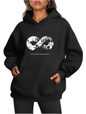 Rawea Fashion Üç Iplik Kapüşonlu 10 Kasıma Özel Sweatshirt - Siyah