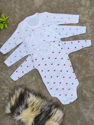 Vieso 3'lü Raporlu Kalpli Pamuklu Uzun Kollu Çıtçıtlı Bebek Body Zıbın