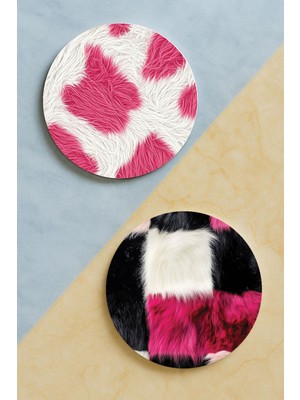 Nurdic Ev Dekor Oval Pleksi Bardak Altlığı Temalı Desenli 2 Adet Set Kürk