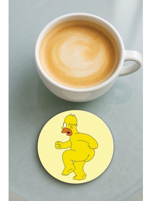 Nurdic Yuvarlak Pleksi Bardak Altlığı Baskı Desenli Tekli Çıplaksimpson