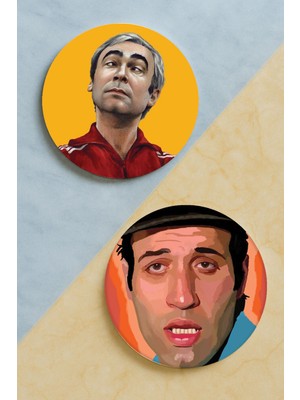 Nurdic Ev Dekor Oval Pleksi Bardak Altlığı Temalı Desenli 2 Adet Set Yeşilçam