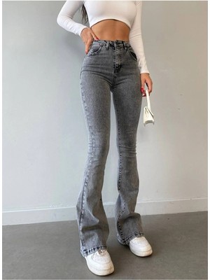 Bees Jeans Yüksek Bel Ispanyol Paça Likralı Kadın Kot Jean Pantolon