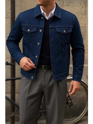 Comstar Erkek Trend Comfort Günlük Slim Fit Lacivert Kot Ceket