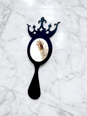 Mdf Taç Detay El Aynası-Kırmızı-Siyah