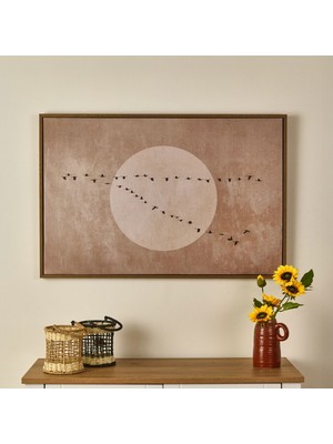 Matmel Deco Pajaros Tablo - Bej - 90X60 cm