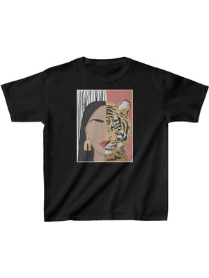 Rawea Fashion Unisex Çocuk Baskılı T-Shirt - Siyah