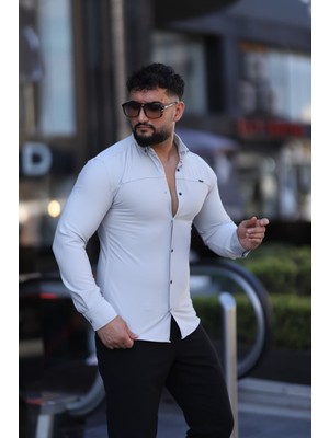 L-KOM Slim Fit Uzun Kollu Klasik Yaka Düğmeli Gömlek - Şık & Günlük Kombin