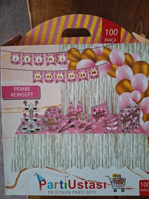 100 Parça Pembe Konsept Doğum Günü Seti