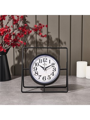 Matmel Metal Dikdörtgen Yuvarlak Masa Saati - 24 cm