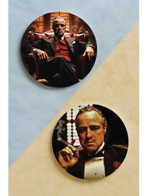 Nurdic Ev Dekor Oval Pleksi Bardak Altlığı Temalı Desenli 2 Adet Set Baba