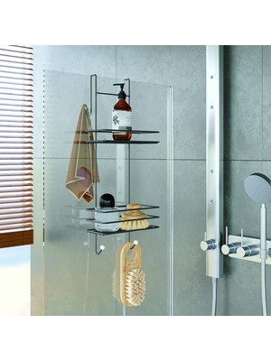 Matmel Iki Katlı Asmalı Duşakabin Rafı - Siyah