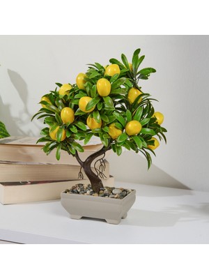 Eva Dekor Dekor Yapay Limon Ağacı - Sarı - 24X18 cm