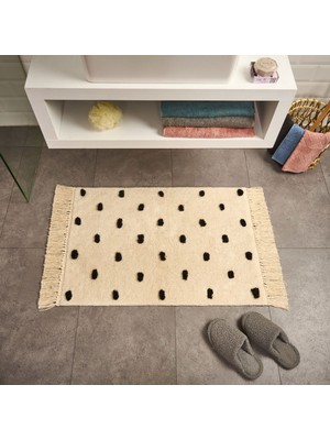 Matmel Soft Tufting Vira Banyo Paspası - Ekru / Siyah - 60X90 cm