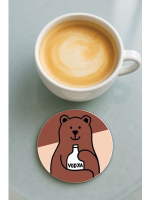 Nurdic Yuvarlak Pleksi Bardak Altlığı Baskı Desenli Tekli Vodka