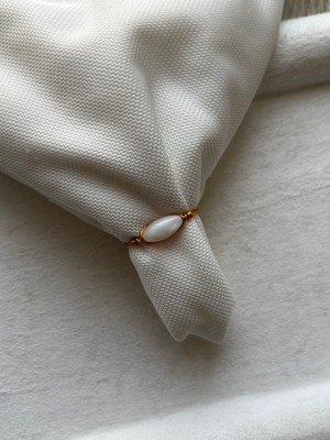 Pel Design Arpa Sedef Taşı Altın Renk Ayarlanabilir Tel Yüzük