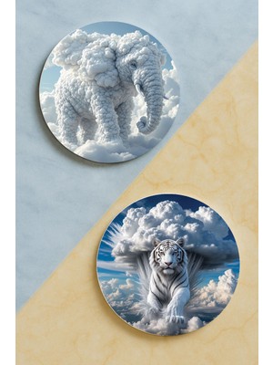 Nurdic Ev Dekor Oval Pleksi Bardak Altlığı Temalı Desenli 2 Adet Set Animasyon