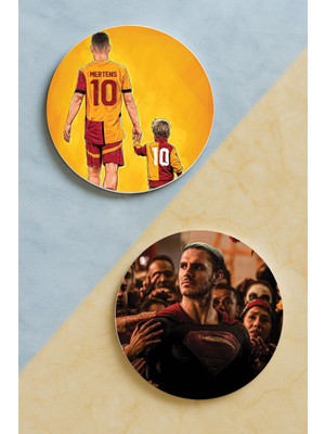 Nurdic Ev Dekor Oval Pleksi Bardak Altlığı Temalı Desenli 2 Adet Set Avrupa Fatihi