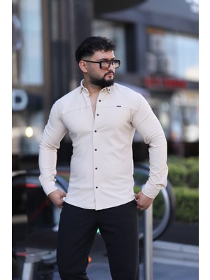 L-KOM Slim Fit Uzun Kollu Klasik Yaka Düğmeli Gömlek - Şık & Günlük Kombin